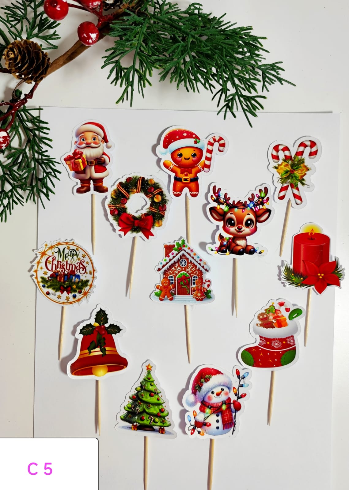 Paquete de figuras navideñas para cupcakes 2