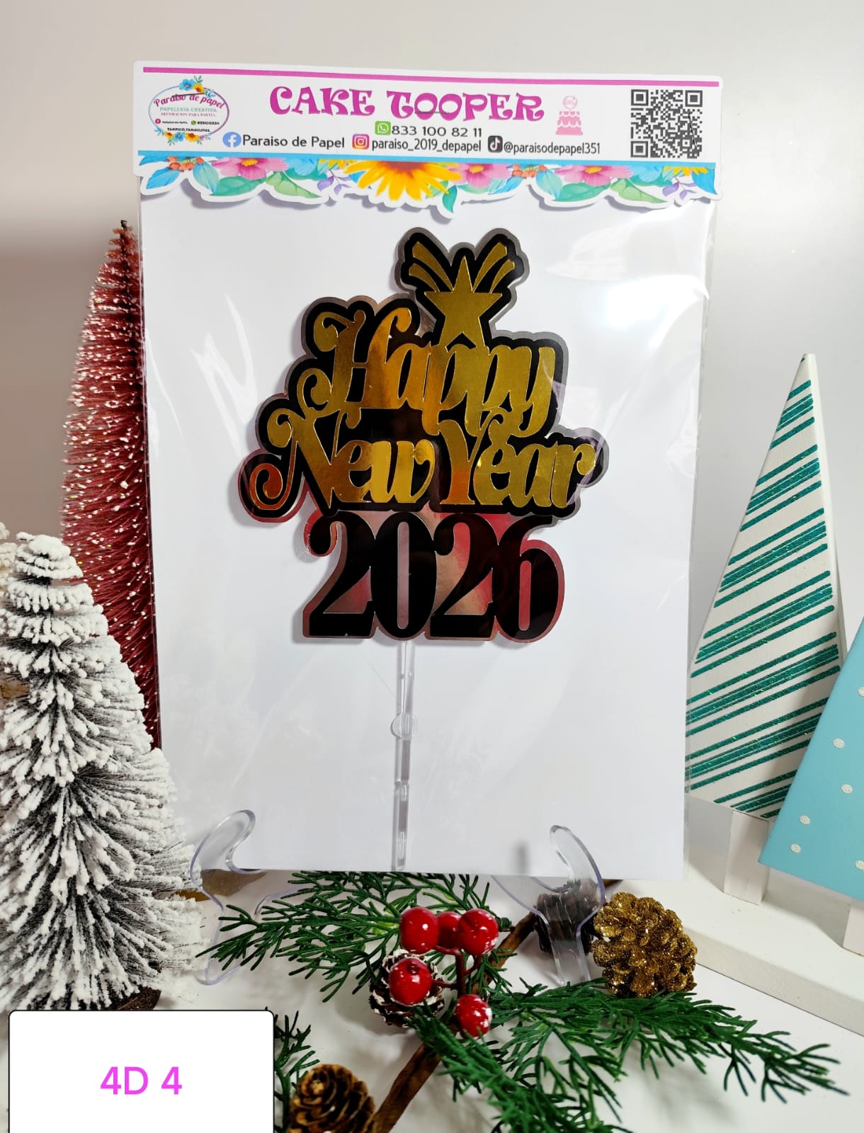 Cake topper 4D con luz integrada 4