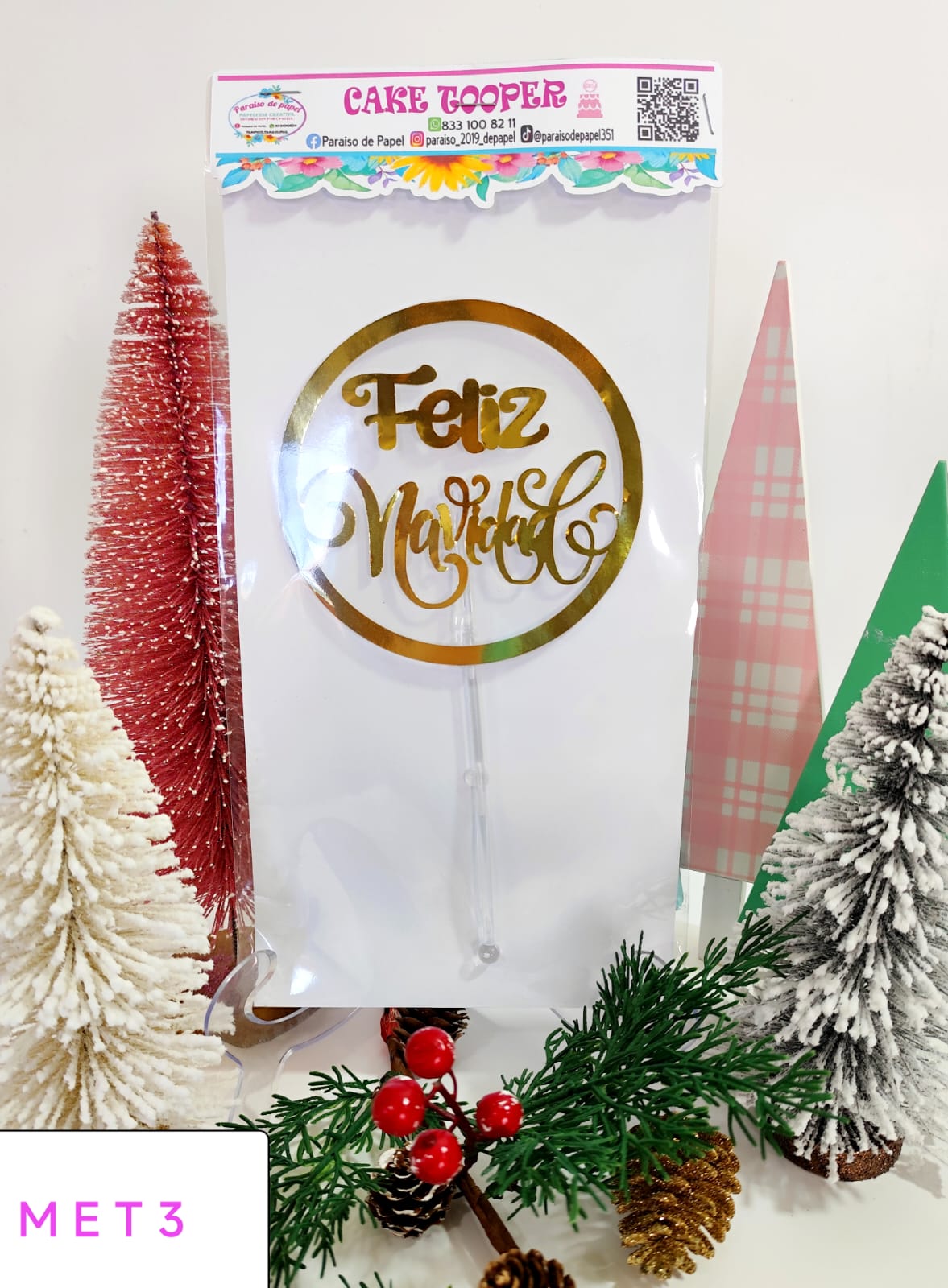 Cake topper metalizado individual 3